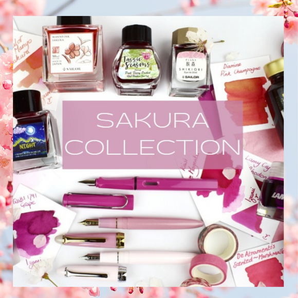 Sakura pink collection of pens, inks and washi tapes