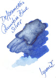 swatch of De Atramentis Columbia Blue Silver fountain pen ink