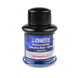 bottle of De Atramentis Columbia Blue Silver fountain pen ink